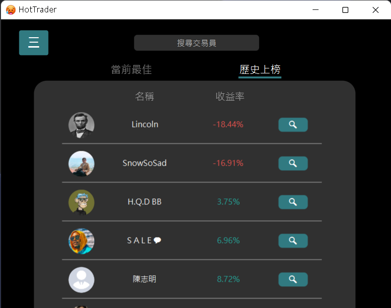 Hot Trader List Screenshot